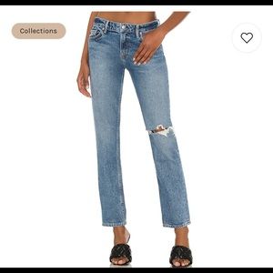 Brand NWT Grlfrnd Kate Low Rise Slim Crop Denim. Size 25